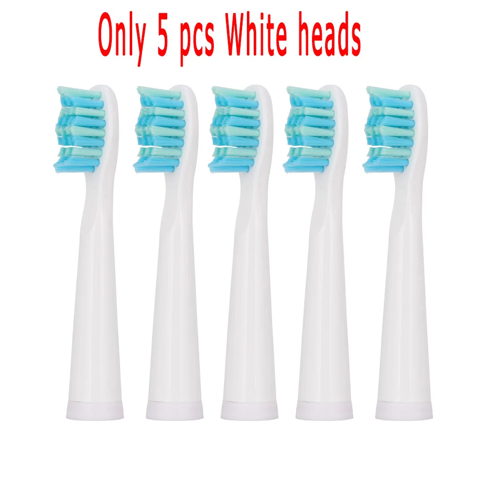 5 white heads Лучшая звуковая электрическая зубная щетка+ сменная насадка для массажа жевательной резинки, ультра звуковая зубная щетка, уход за головкой, мягкие щетинные насадки - Цвет: 5 white heads