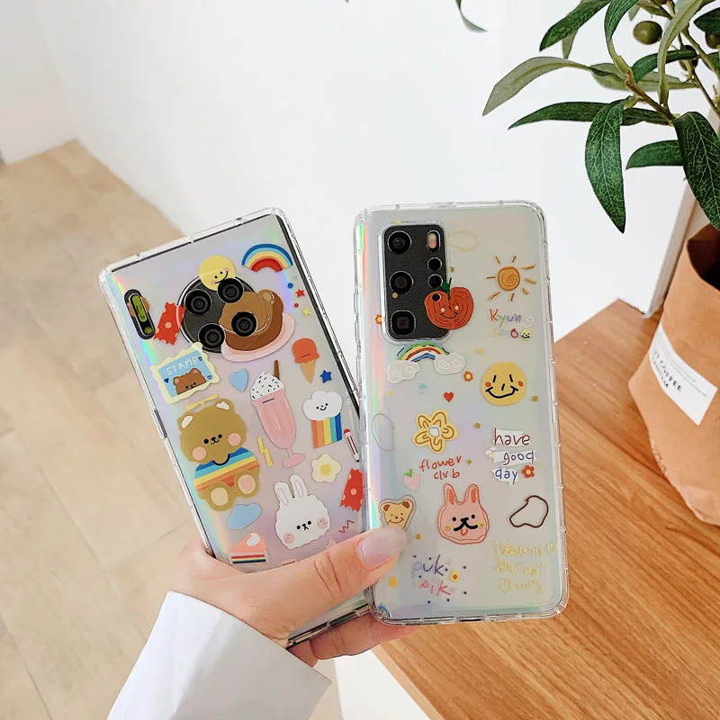 Симпатичный мультяшный медведь и кролик солнце шаблон картонный Прозрачный