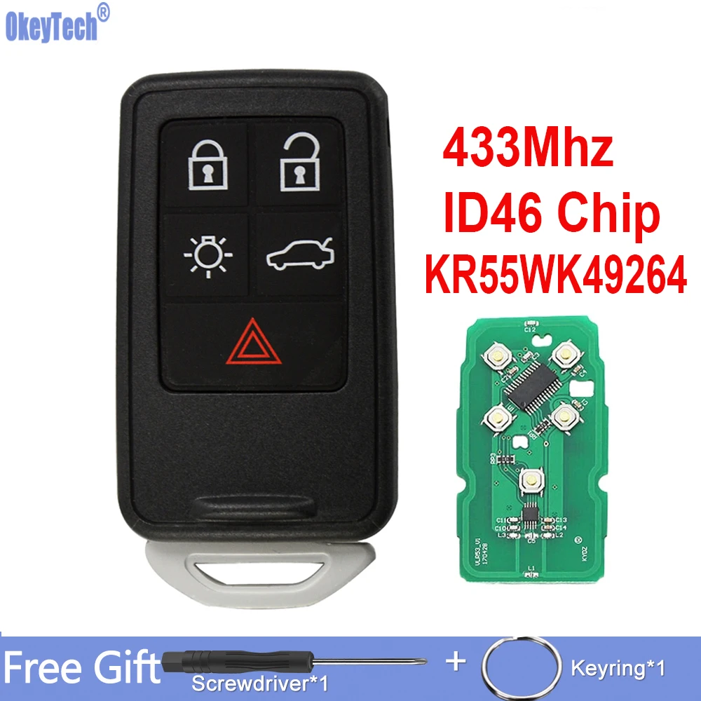 OkeyTech 5 кнопок 433 МГц ID46 чип половина умный Автомобильный Дистанционный ключ для