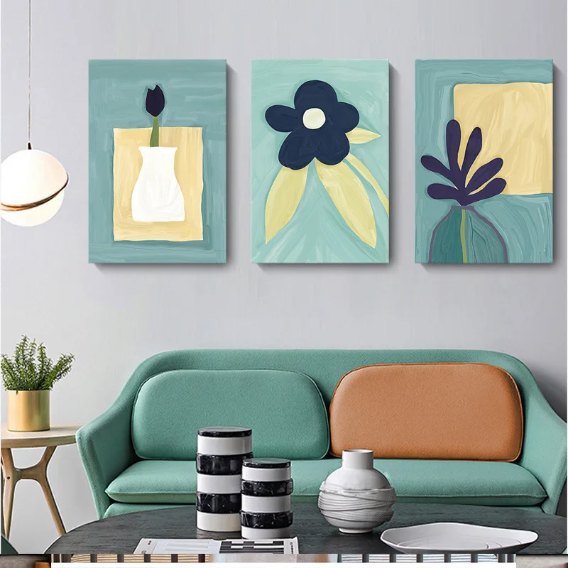 

Абстрактная подвесная картина из масляного дерева, простой скандинавский настенный Декор для дома, картины с цветами для гостиной