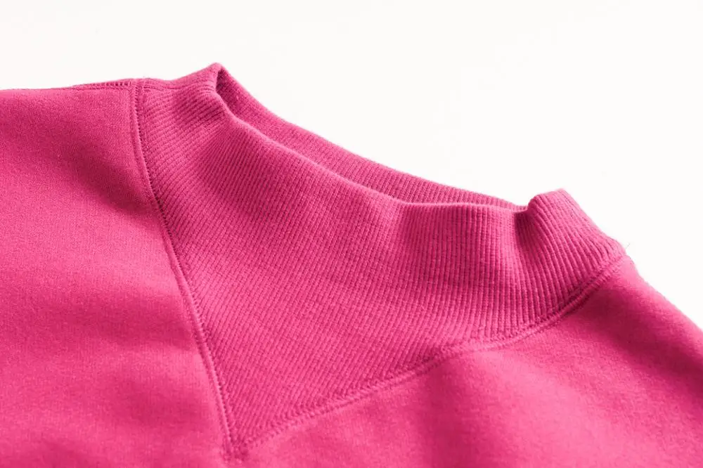 

Women Letters Flocking Cotton Sweatshirt Ladies Autumn Winter Thick Warm Inside Plus Velet Casual Pullover Tops