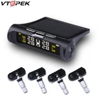 Vtopek умный автомобиль TPMS беспроводная система мониторинга давления в шинах Солнечная зарядка ЖК-дисплей автоматическая система сигнализации s с 4 датчиками