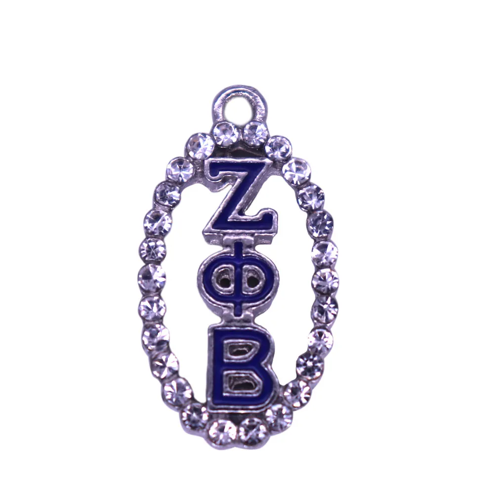 Голубая Эмаль белый кристалл греческая буква Zeta Phi Beta Charm университетское Sorority ZPB