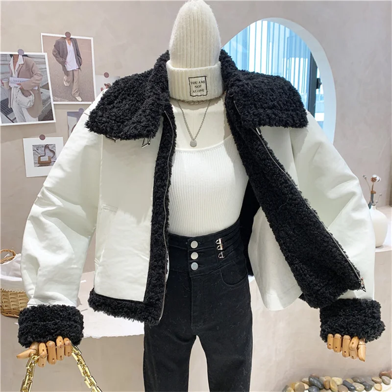 

Новая женская одежда нишевого дизайна, осень 2021, короткое пальто из овечьей шерсти, свободная стеганая куртка, Топ