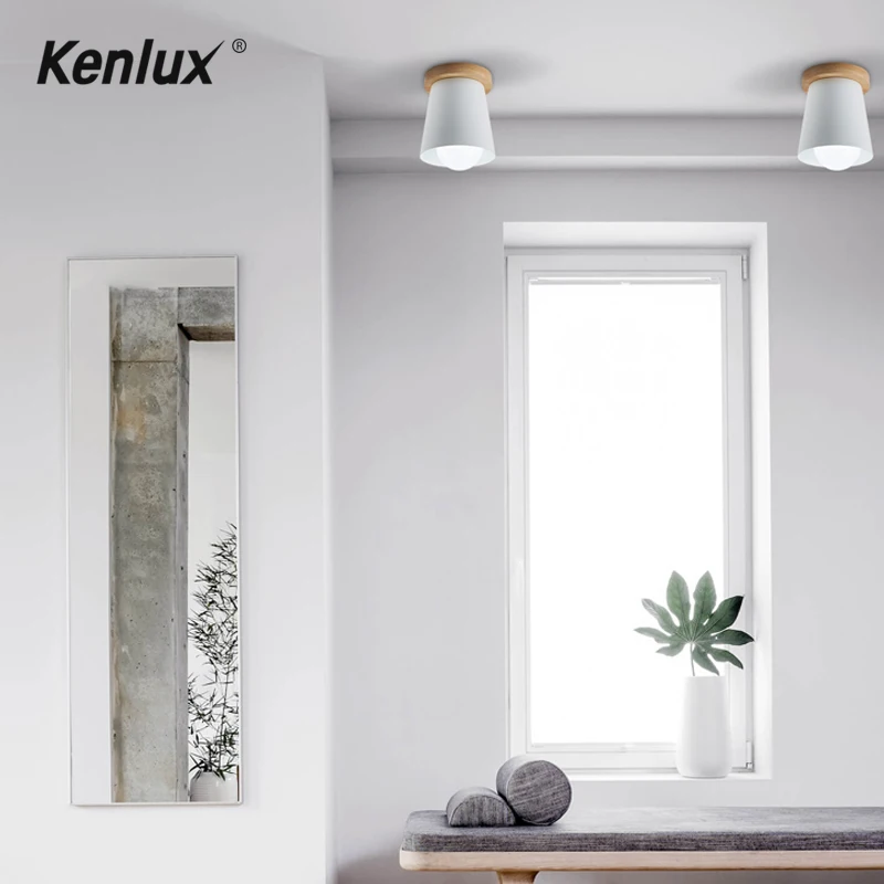 Скандинавский светодиодный деревянный потолочный светильник с поверхностным