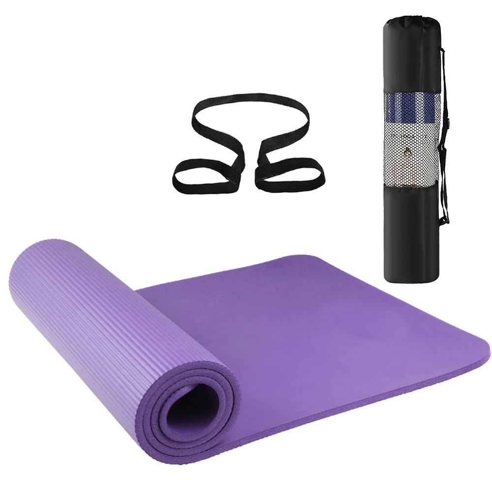 Фиолетовый 72x24IN нескользящий коврик для йоги фитнес-спортзал спортивные коврики Пилатес перчатки для упражнений фитнес, Пилатес гимнастический мат Подарочная сумка для переноски слинг - Цвет: Фиолетовый