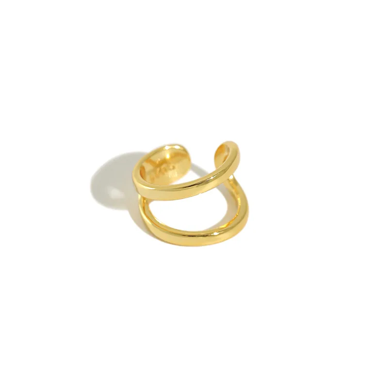 Kinel Double Layer Round Earrings Sterling Silver 925 Clip Earring For Women Ear Cuffs 18K Gold KoreaEarings Fine Jewelry