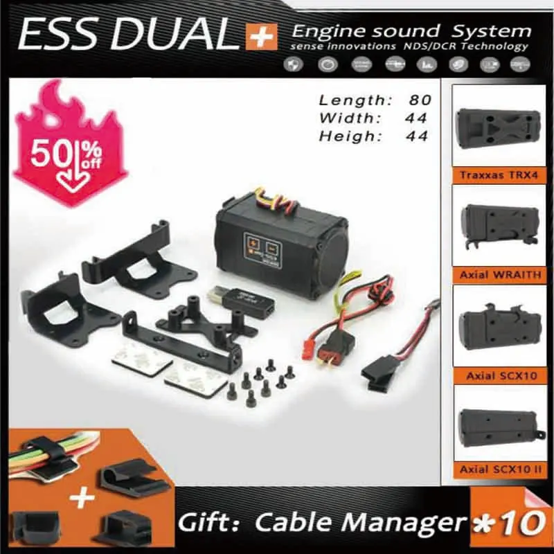 Super price RC Car ESS ONE RC SENSE DUAL+ ENGINE SOUND SYSTEM Real Engine Sound Simulator for scx10 trx-4 Crawler RC Car