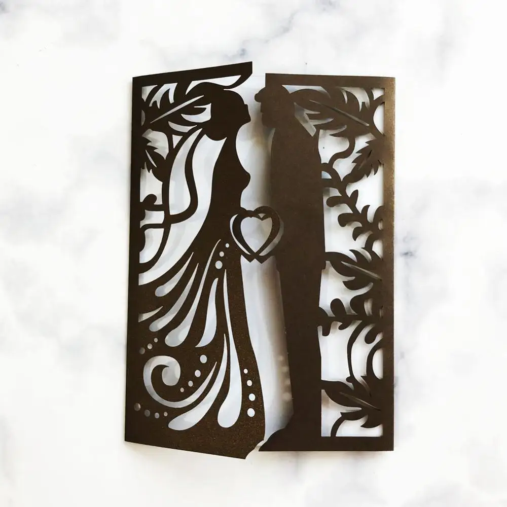 

30pcs/lot 2020 Hollow Out Wedding Invitation Card Marry Theme Bride And Groom Sculpture Patterns Decoration Blessing Cards