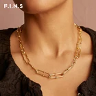 Модные ювелирные изделия F.I.N.S INS, ожерелье-цепочка золотого цвета с зажимом для бумаги, массивная кубинская цепь, массивное ожерелье-чокер для женщин