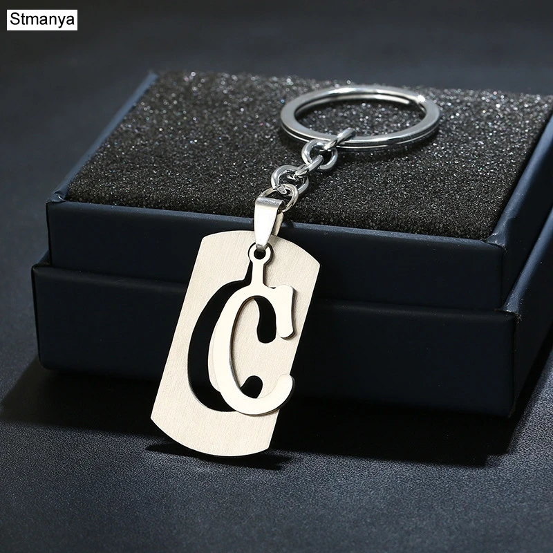 DIY из нержавеющей стали A-Z буквы брелок талисман 26 букв брелок мужской женский брелок пара подарок ювелирные изделия автомобильный брелок