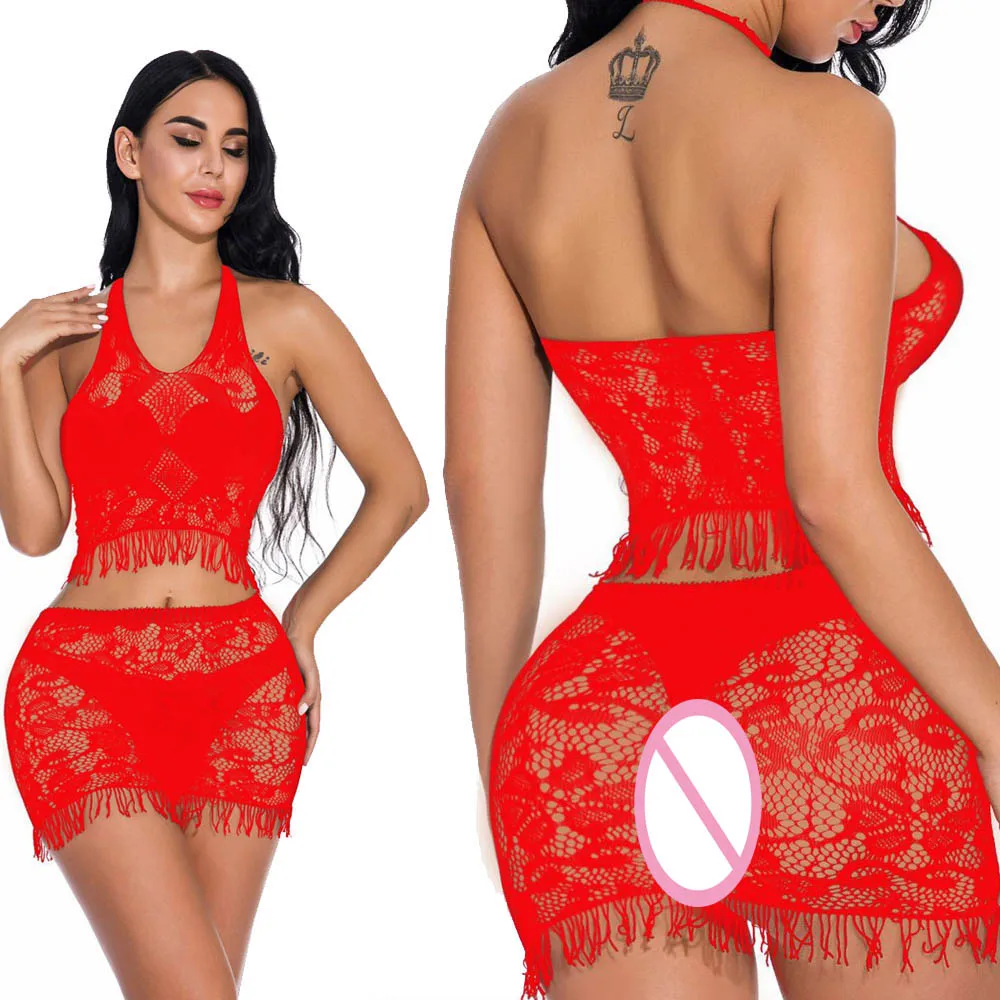 Кроп топ с V образным вырезом и открытой спиной кисточками|Комплекты нижнего