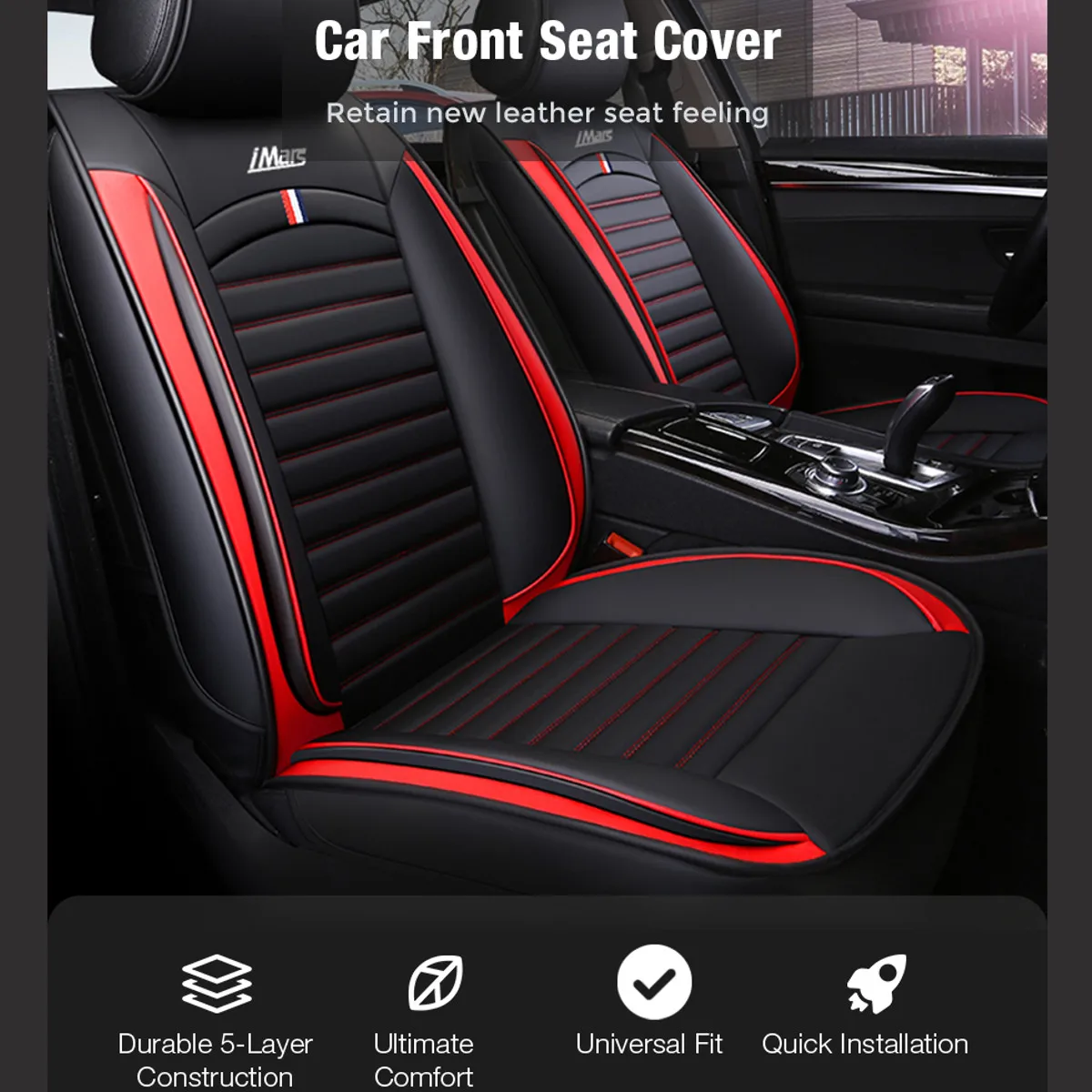 

Universal Car Front Seat Cover Thicker PU Leather for Transporter for Ford Fit Four Seasons Breathable Cushion Car Seat Cover US