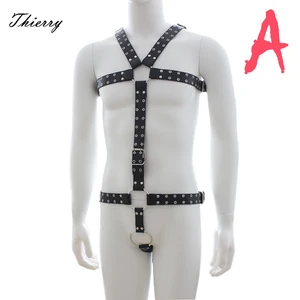 Тьерри игры для взрослых строгие мужские ремни для тела Связывание пояс с пенисом кольцо, Секс игрушки для мужчин целомудрие устройство