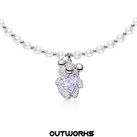 outworks purple gem confession sweet cool fashion hip hop creative bear necklace clavicle chain necklace for women men jewelry