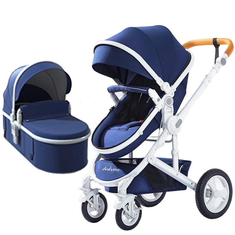 Регулируемая Роскошная детская коляска 3 в 1 портативная Двусторонняя с высоким