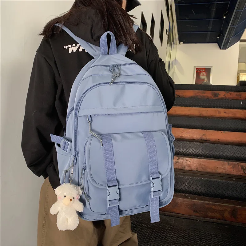 Новый водонепроницаемый нейлоновый женский рюкзак с карманами, Женский школьный ранец большой вместимости для колледжа