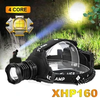 400000lm xhp160 most powerful led headlight 18650 xhp90 high power headlamp usb rechargeable head light best for fishing camping