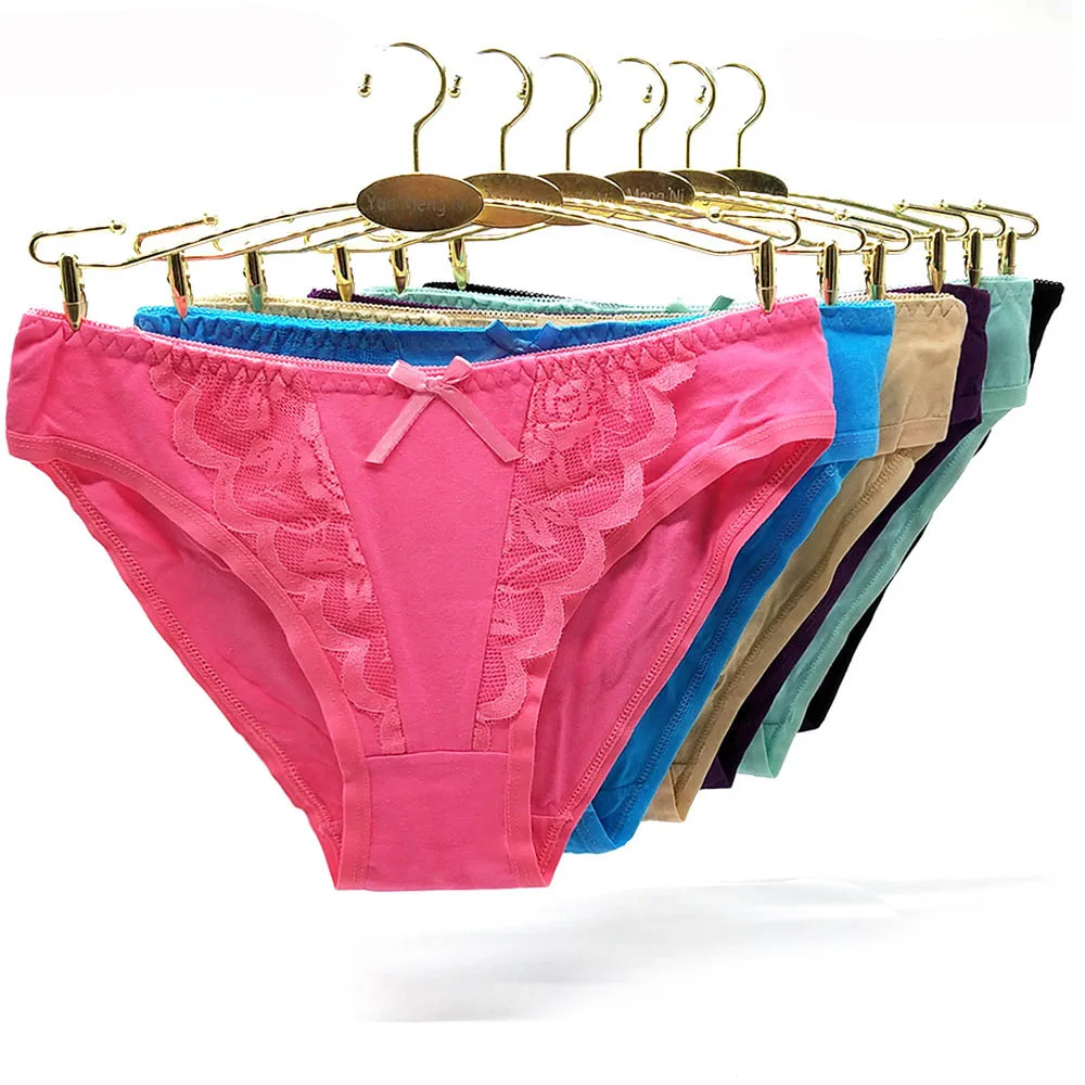 

6 pieces/lot Panties cotton underwear women briefs sexy lace panty low waiste intimates female underpants cute knickers woman