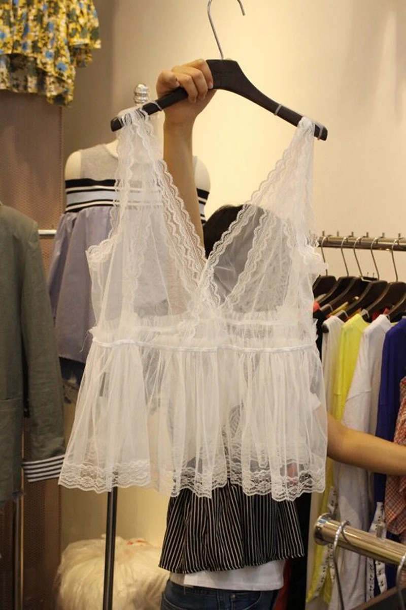 Сексуальная прозрачная сетчатая рубашка без рукавов с v-образным вырезом |