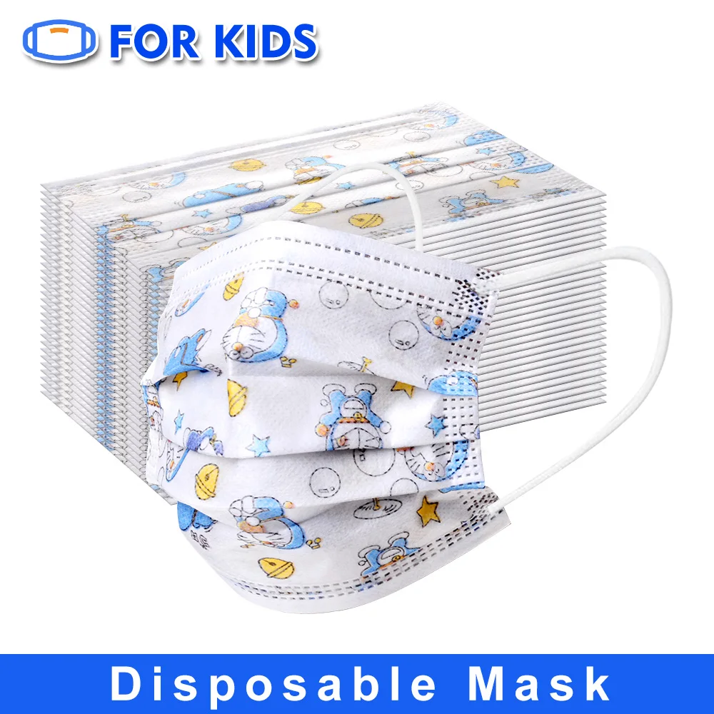 

10/50/100PCs white Print Cat Cartoon Mask For Kids Children Disposable Mask 3 Ply Children's Face Mouth Mask Earloop mascarillas