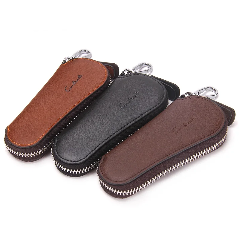 

100% Genuine Leather Key Wallet Men Women Fashion Car Key Holder Keychain Zipper Key Case Pouch High Quality