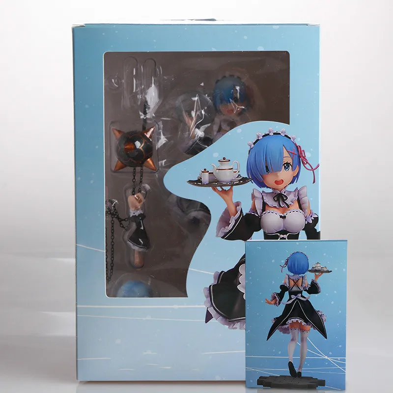 Фигурки аниме Re:Life A Different World From Zero Rem Ram Mop Tray Maid 24 см|Игровые фигурки и