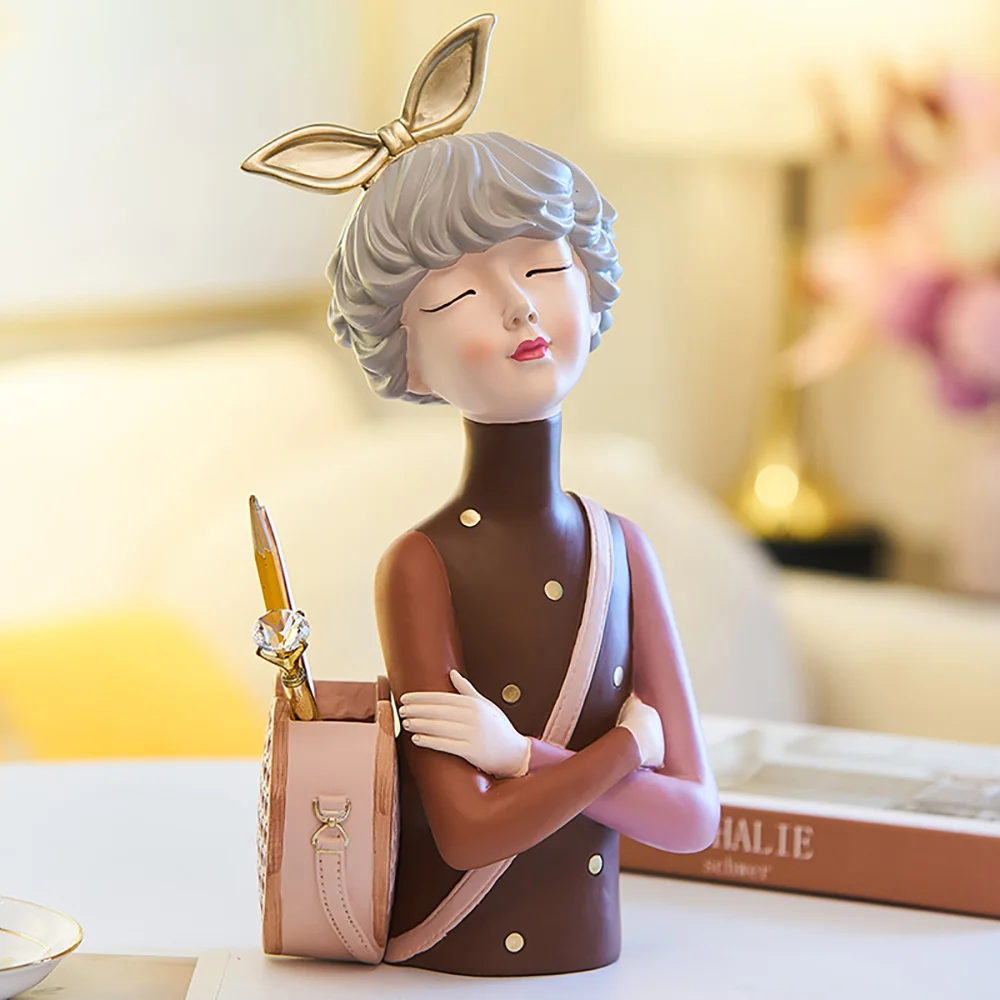 

Modern Home Decoration Girl Bedroom Decoration Gift Cartoon Girl Sculpture Resin Character Model Pen Holder Bubble Girl Series