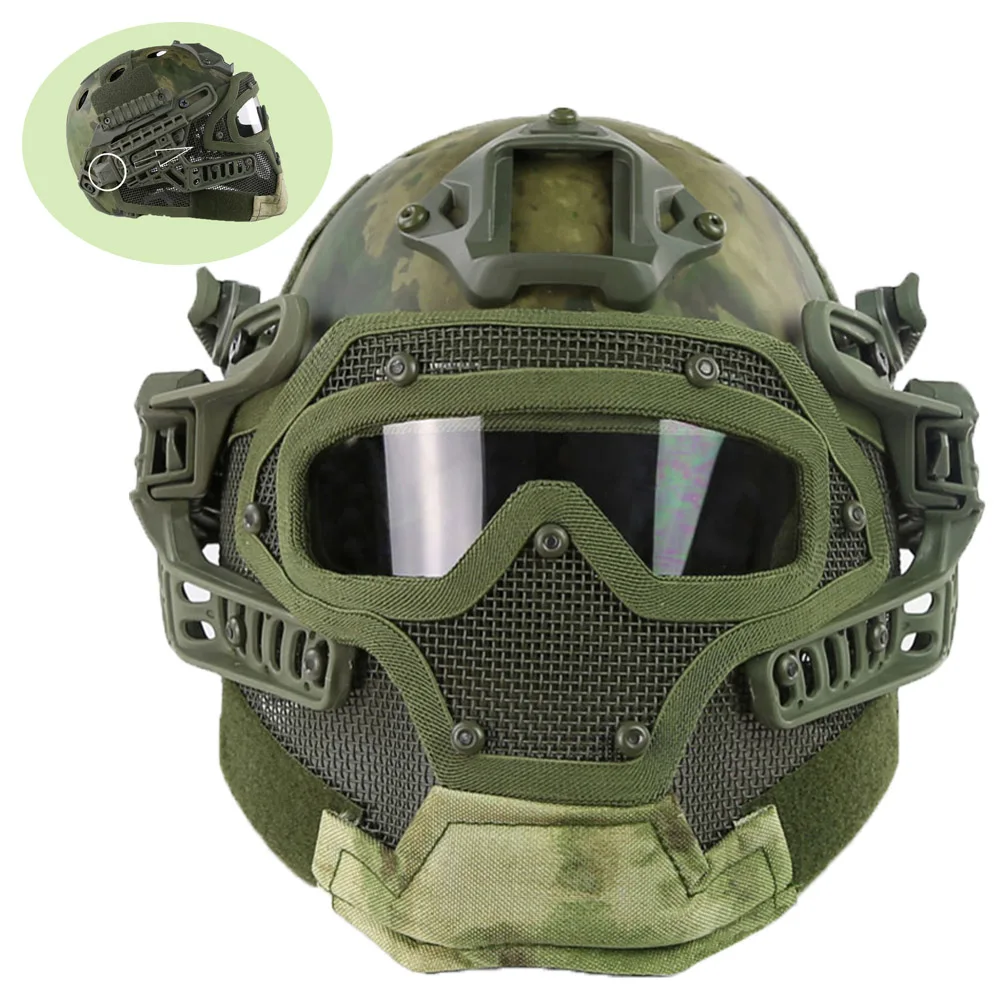 Tactical Helmet with Goggle Mask Airsoft Helmet Paintball Fullface Protective Face Mask Helmet For CS War Game Tactical Hunting