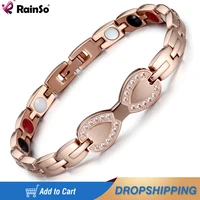 rainso fashion stainless steel bracelets for woman with magnet bio energy bangles bracelet viking health care girls jewelry link