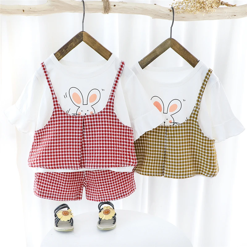 HYLKIDHUOSE/комплекты одежды для маленьких девочек Летняя футболка с короткими