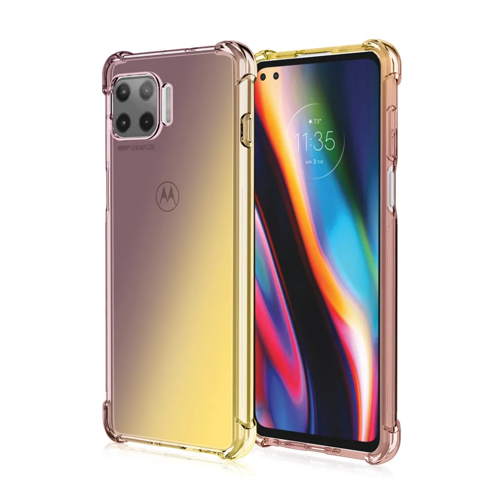 Для Motorola Moto G 5G Plus Мягкий чехол прозрачный градиентный противоударный для