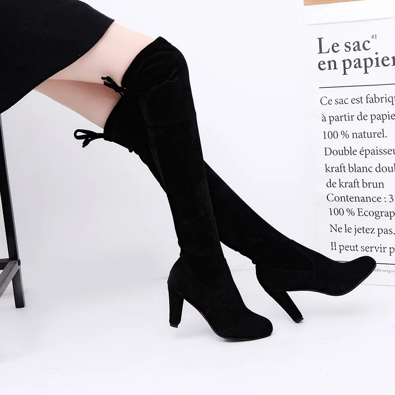 

Sexy Thigh High Boots Plus Size High Heels Women Boots Faux Suede Over-the-knee Boot Autumn Female Winter Shoes Botines Mujer