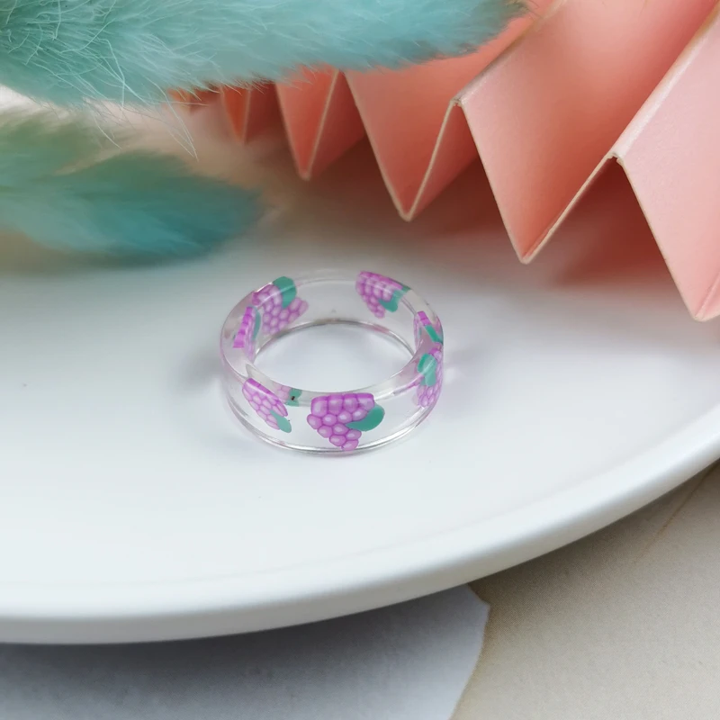 10 шт. корейские Модные прозрачные акриловые кольца ApeUr из смолы в виде свежих