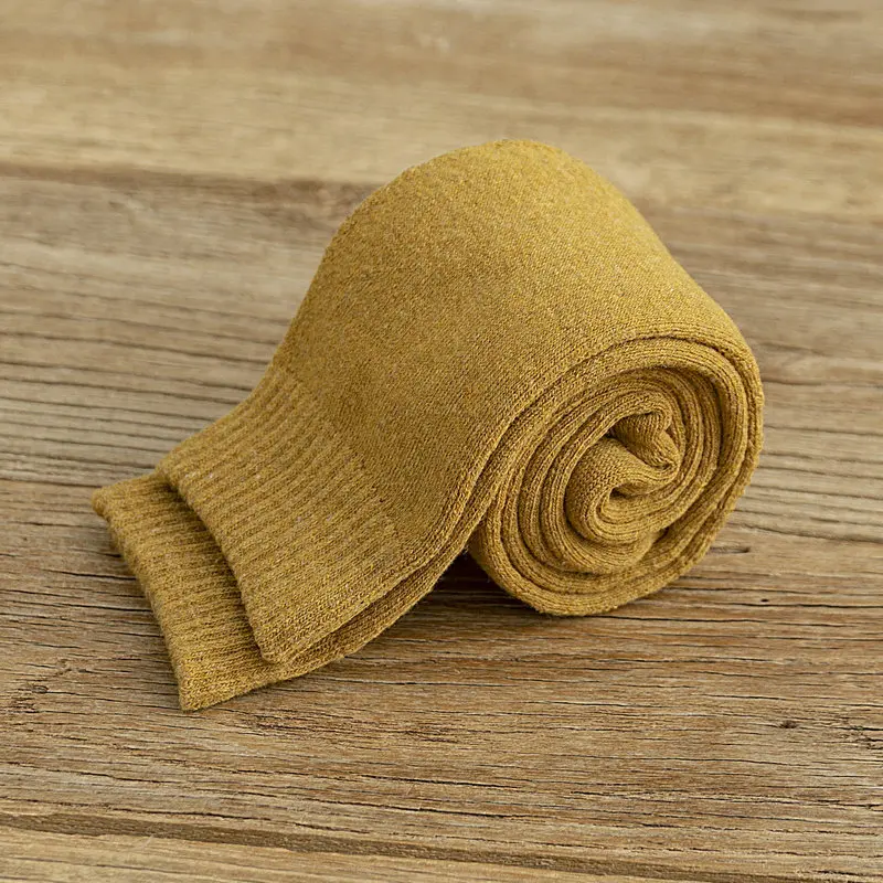 Men yellow Зимние новые мужские и женские носки хлопковые махровые плотные теплые длинные носки без пятки японские модные носки skarpetki calcetines mujer - Цвет: Men yellow