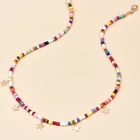 fashion women bohemian colorful beads and stars pendant female necklaces party jewelry accessories