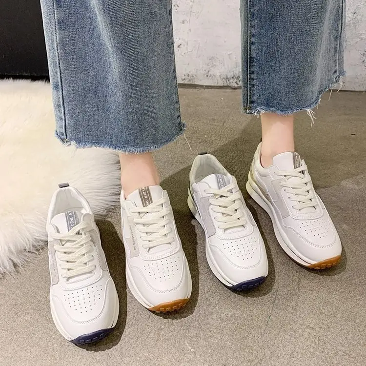 

Women Platform Shoes Fashion Sneakers Woman Casual Shoes High Qualtiy PU Ladies White Shoes Increased Female Trainers Promotion