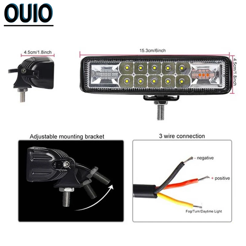 Машинка для стрижки 48 Вт 2 рядная импульсная лампа внедорожный светодиодный