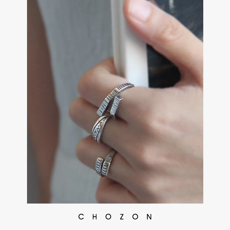 S925 серебряное кольцо Ретро Нерегулярные Винтаж линии Ins в стиле панк часы