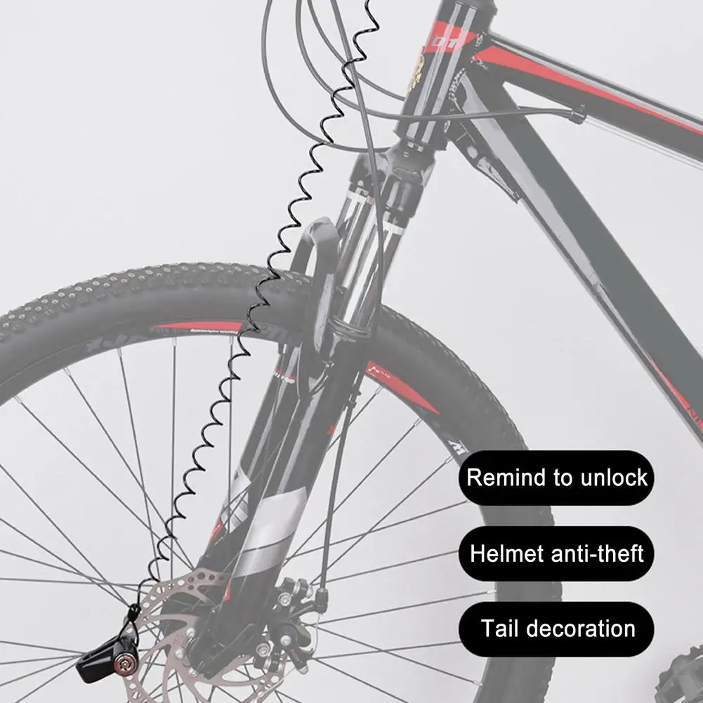 Motorcycle Scooter Disc Lock Cable Security Reminder Retractable Anti Theft Bike Moto Tools Bicycle Helmet Warning Spring Rope | Спорт и