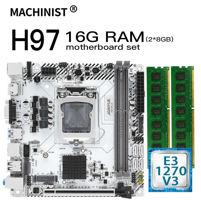Комплект материнской платы H97 LGA 1150 с процессором Intel Xeon E3 1270 V3 и 2x8 ГБ = 16 DDR3 ОЗУ