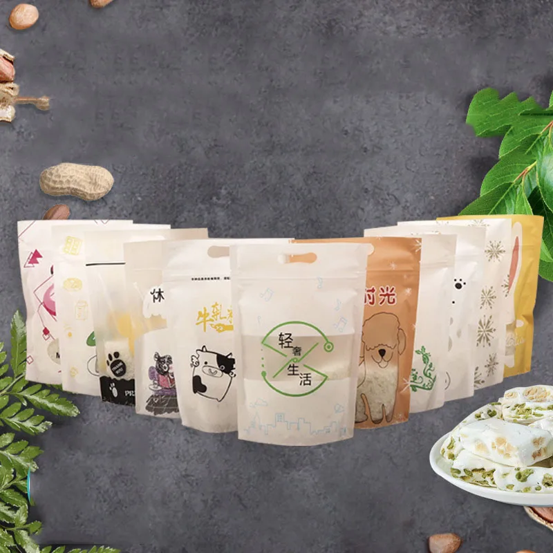 

100PCS Baking Bag Food Packaging Self Sealing Bag Biscuit Bag Snack, Dried Fruit Nougat Snowflake Crisp, Camptot Sealed Bag