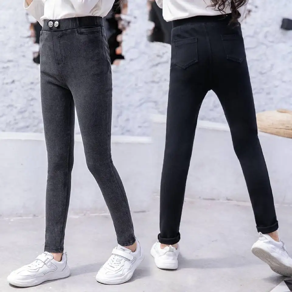 Модные облегающие брюки для маленьких девочек на весну и осень детские одежда