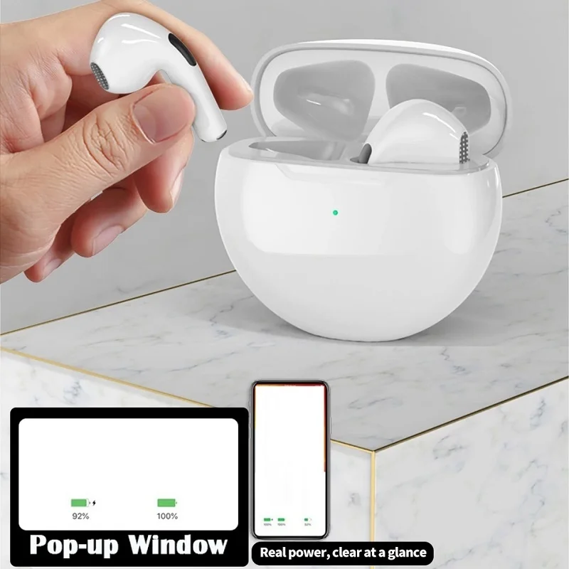 

Pro 6 Bluetooth 5.0 Earphones Wireless Headphones Waterproof Sport Earbuds Earpieces For Huawei OPPO TWS Touch Control Headset