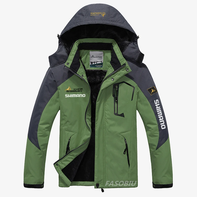 

Shimano Outdoor Men's Fishing Jacket Plus Size Fleece Thicker Fishing Clothing Windproof Riding Male Warm Cotton Fishing Clothes