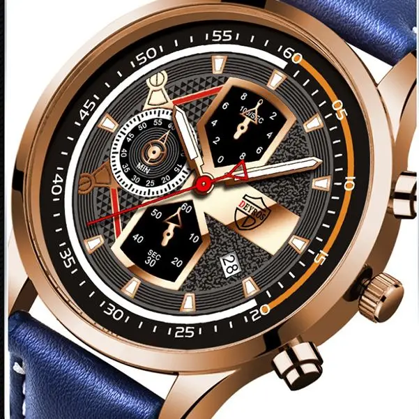 

Часы наручные мужские кварцевые с кожаным ремешком, с календарем