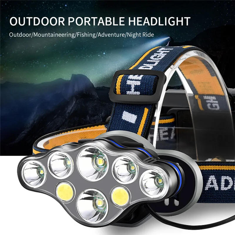 18650 USB Перезаряжаемый головной светильник супер яркий налобный фонарь 2 * T6 + 4 XPE COB