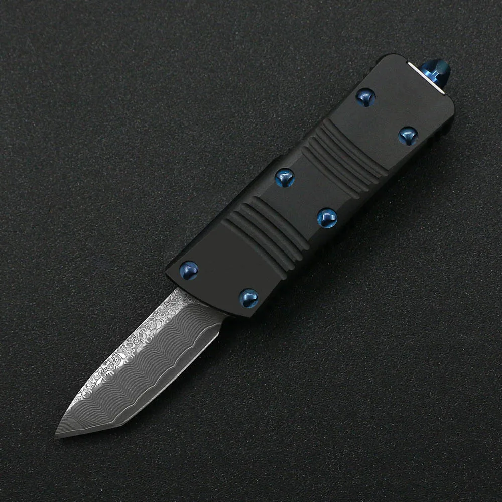 SF мини походный OTF портативный нож дамасское лезвие авиационный алюминий CNC