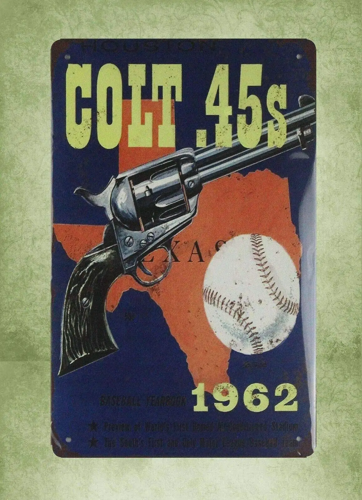 

Металлический знак 8x12 дюймов-хьюстонская Колт. 45s огненный пистолет винтажный внешний жестяной знак настенное украшение Бар Кафе домашний ...