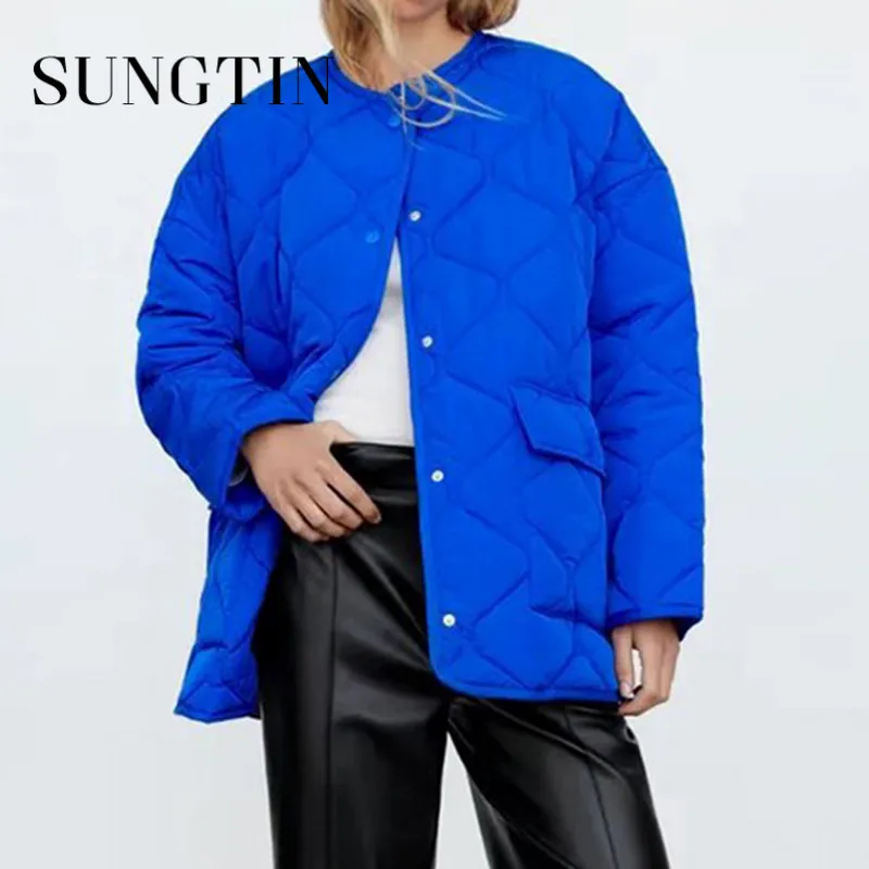 Sungtin зимние утолщенные теплые парки пальто для женщин без воротника раздельные